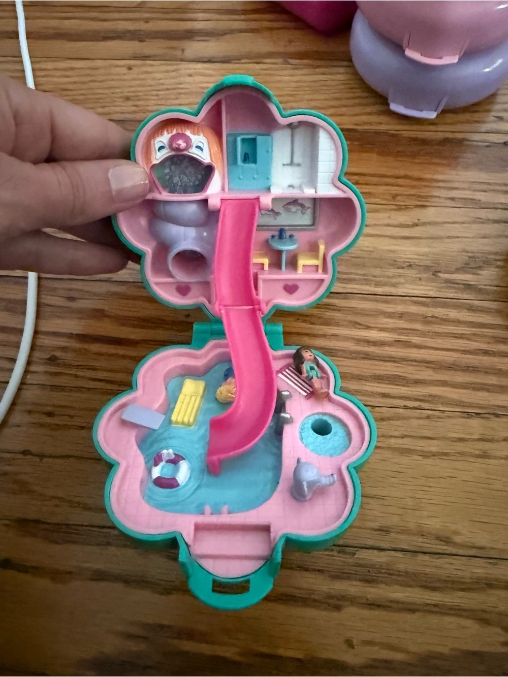 Blue Bird Pink and Teal Fold-Out Pool Playset with Slide